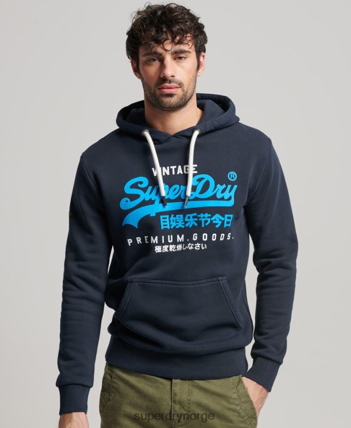 Superdry marinen klær 86P46D457 vintage logo premium overfarget hettegenser menn