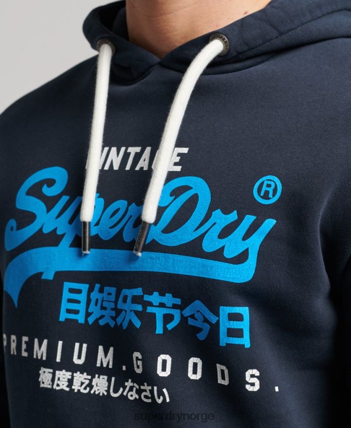 Superdry marinen klær 86P46D457 vintage logo premium overfarget hettegenser menn