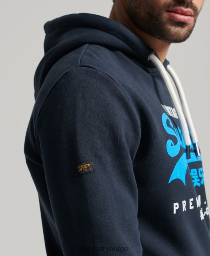 Superdry marinen klær 86P46D457 vintage logo premium overfarget hettegenser menn