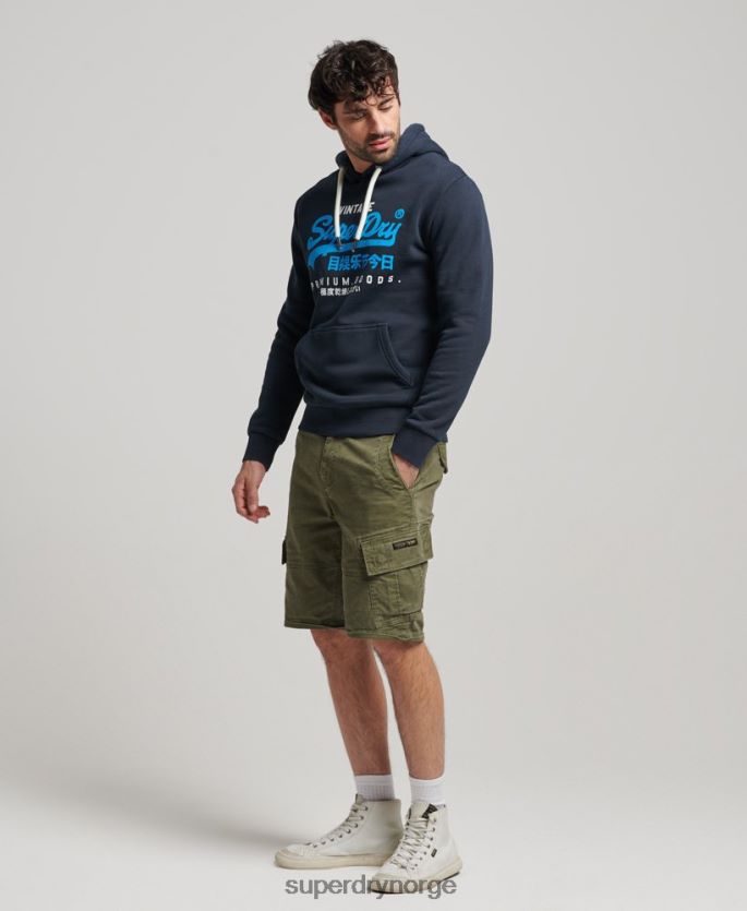 Superdry marinen klær 86P46D457 vintage logo premium overfarget hettegenser menn