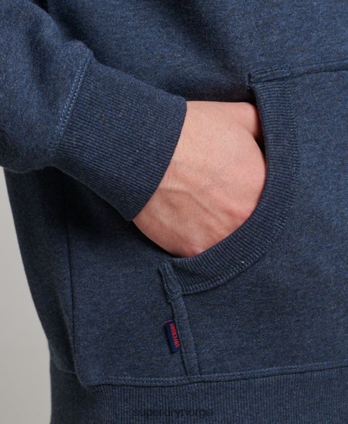 Superdry marinen klær 86P46D459 vintage logo brodert hettegenser med glidelås menn