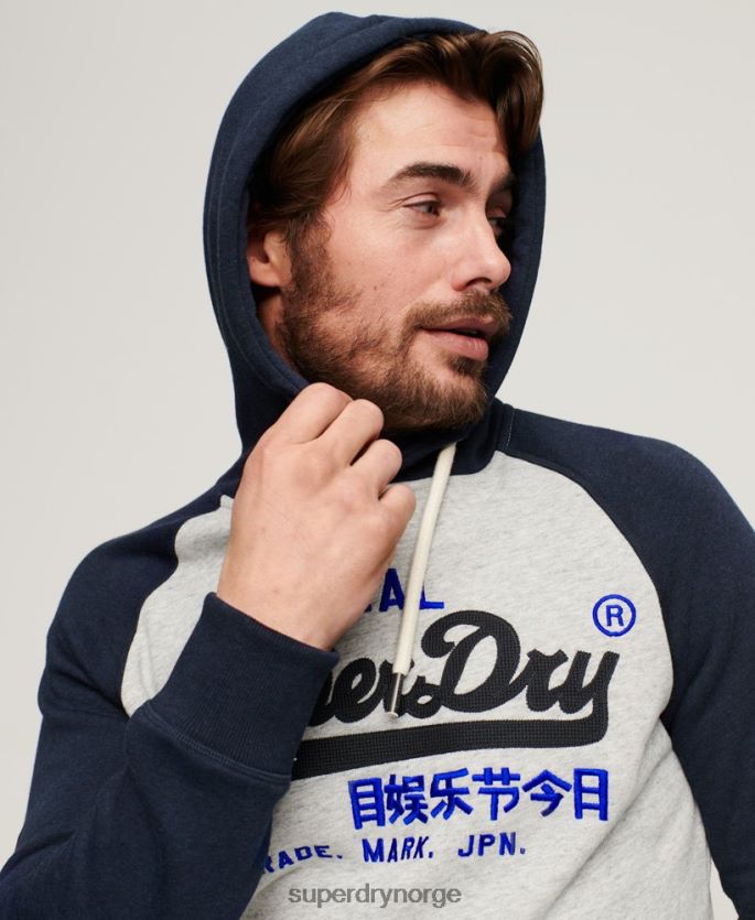 Superdry marinen klær 86P46D479 raglan-hettegenser i økologisk bomull, vintage-logo menn