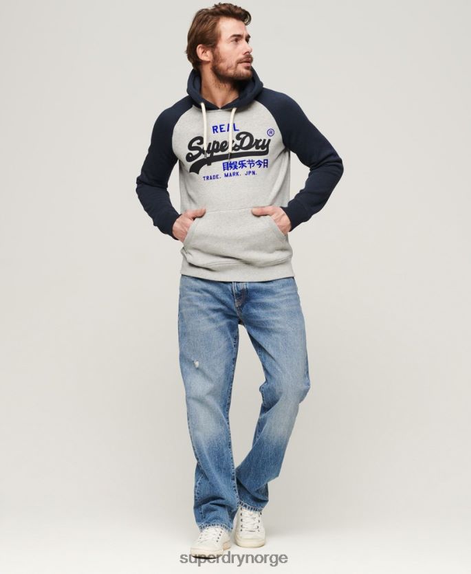 Superdry marinen klær 86P46D479 raglan-hettegenser i økologisk bomull, vintage-logo menn