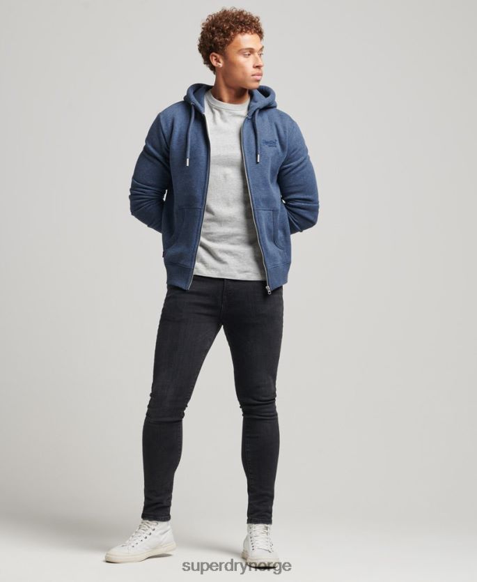 Superdry marinen klær 86P46D480 vintage logobrodert hettegenser med glidelås i økologisk bomull menn