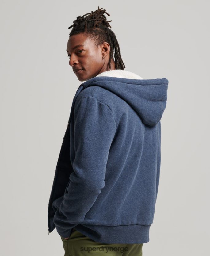 Superdry marinen klær 86P46D499 essensiell borg-fôret hettegenser med glidelås menn