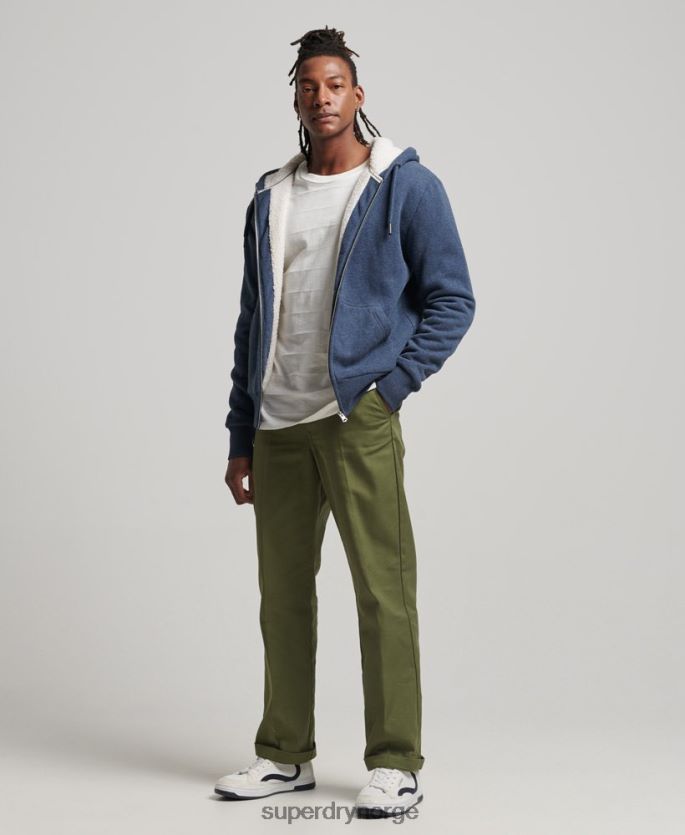 Superdry marinen klær 86P46D499 essensiell borg-fôret hettegenser med glidelås menn