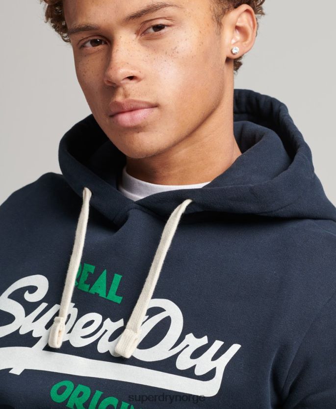 Superdry marinen klær 86P46D5035 vintage logo brus hettegenser menn