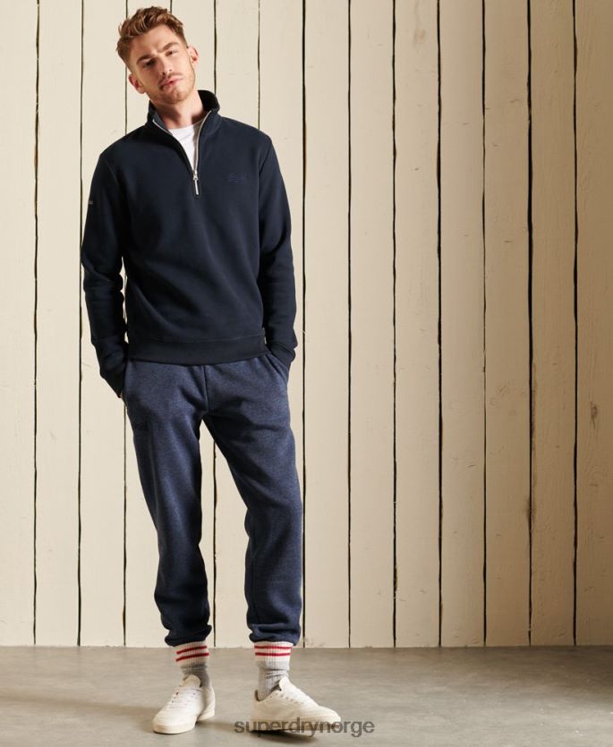 Superdry marinen klær 86P46D5038 vintage logo brodert henley sweatshirt med glidelås menn