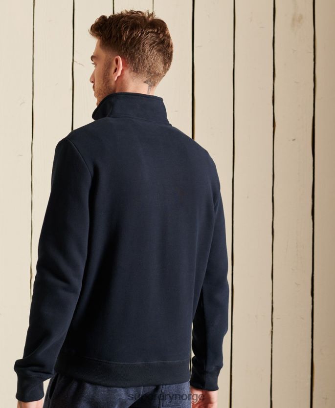 Superdry marinen klær 86P46D5038 vintage logo brodert henley sweatshirt med glidelås menn