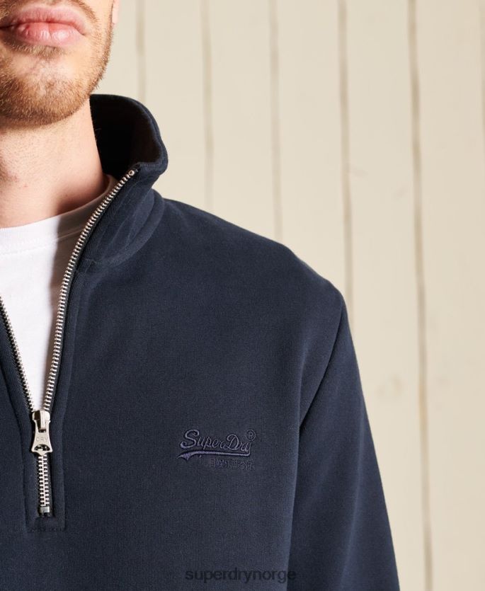Superdry marinen klær 86P46D5038 vintage logo brodert henley sweatshirt med glidelås menn