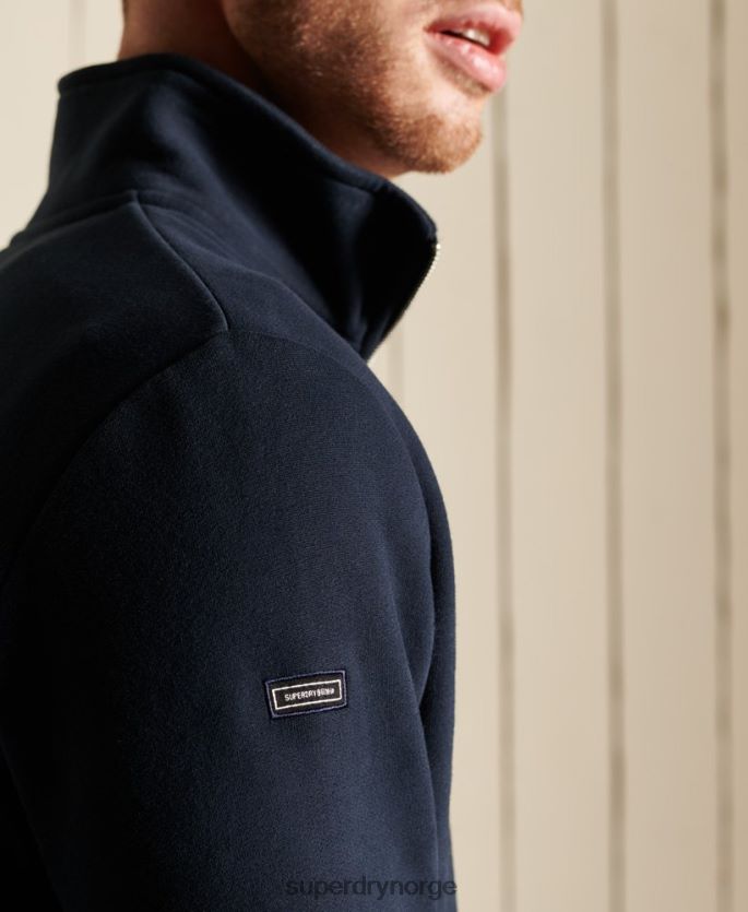 Superdry marinen klær 86P46D5038 vintage logo brodert henley sweatshirt med glidelås menn