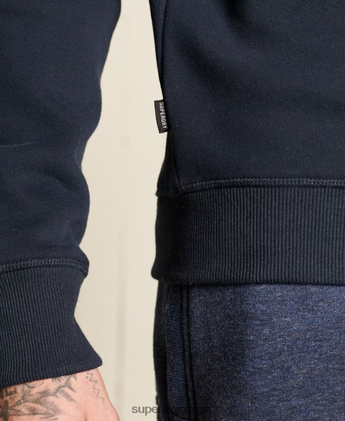 Superdry marinen klær 86P46D5038 vintage logo brodert henley sweatshirt med glidelås menn