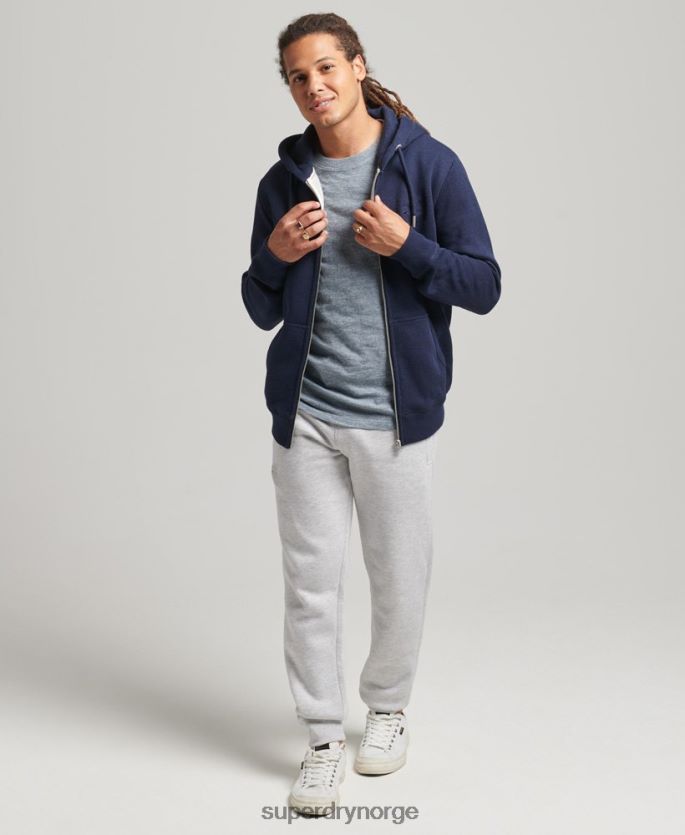 Superdry marinen klær 86P46D5052 vintage logobrodert hettegenser med glidelås i økologisk bomull menn