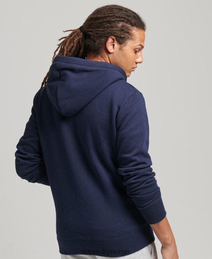 Superdry marinen klær 86P46D5052 vintage logobrodert hettegenser med glidelås i økologisk bomull menn