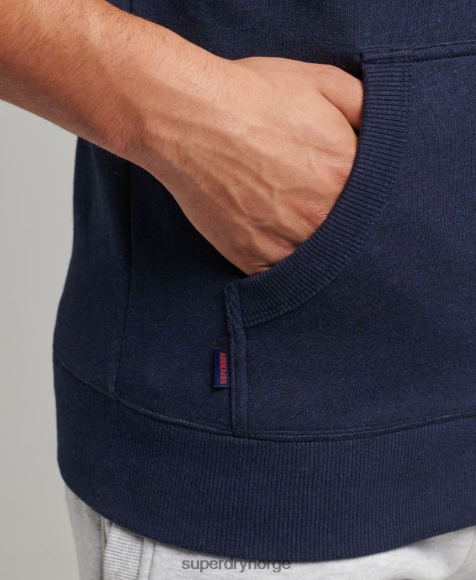 Superdry marinen klær 86P46D5052 vintage logobrodert hettegenser med glidelås i økologisk bomull menn