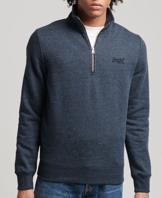 Superdry marinen klær 86P46D5086 Henley sweatshirt med vintage logo i økologisk bomull menn