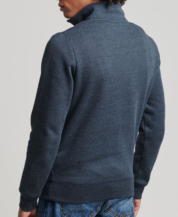 Superdry marinen klær 86P46D5086 Henley sweatshirt med vintage logo i økologisk bomull menn