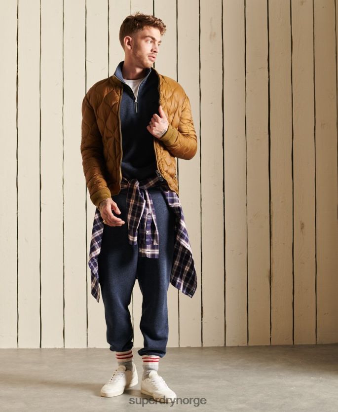 Superdry marinen klær 86P46D5138 vintage logo brodert henley sweatshirt med glidelås menn