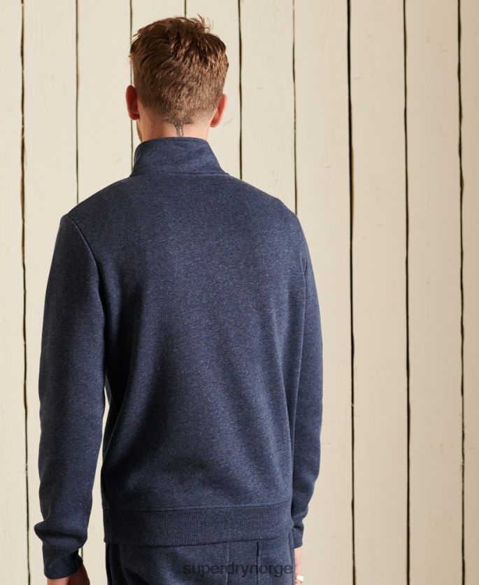 Superdry marinen klær 86P46D5138 vintage logo brodert henley sweatshirt med glidelås menn