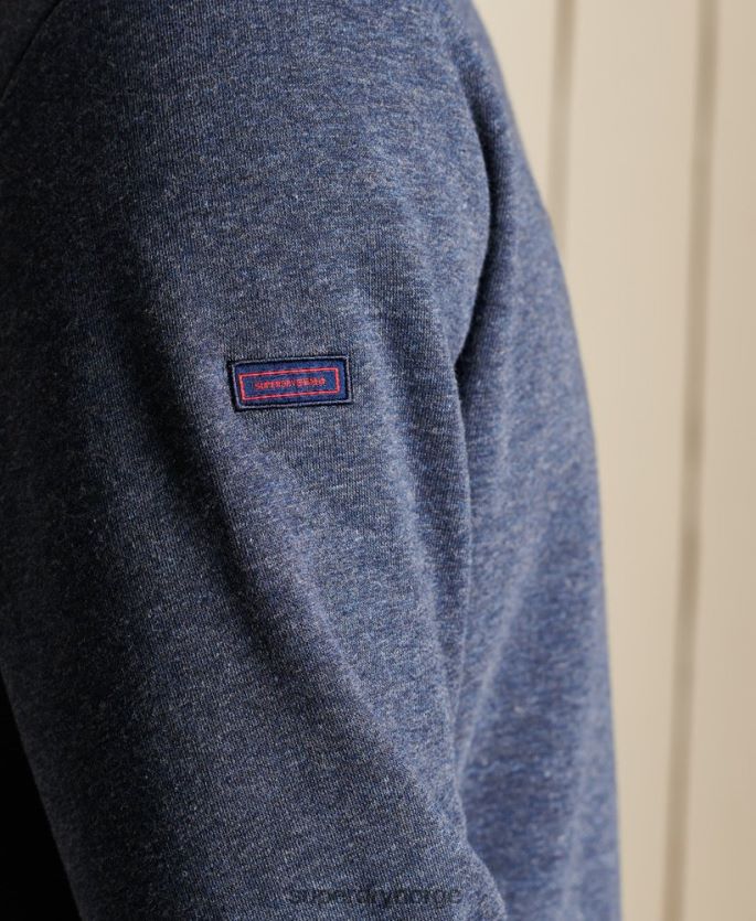 Superdry marinen klær 86P46D5138 vintage logo brodert henley sweatshirt med glidelås menn