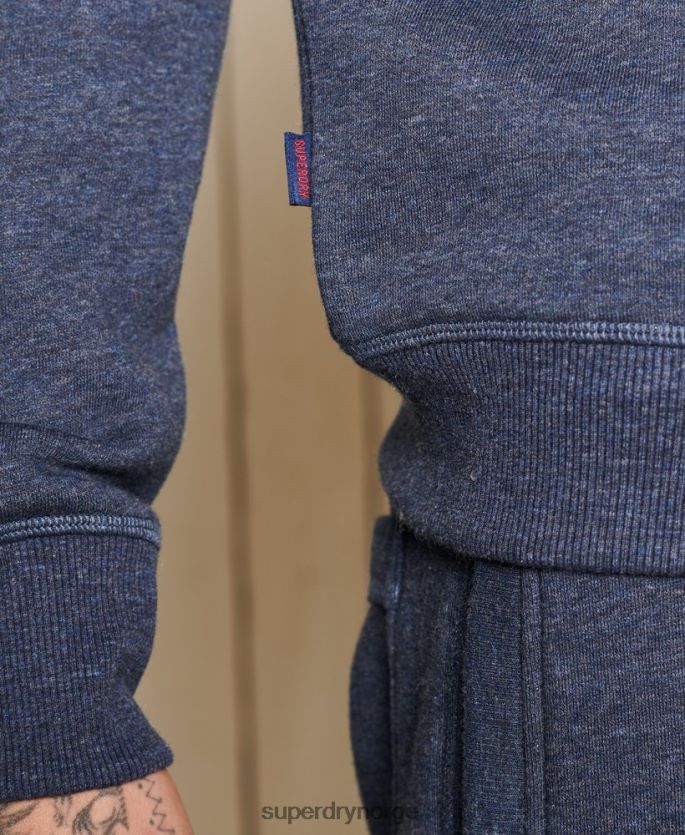 Superdry marinen klær 86P46D5138 vintage logo brodert henley sweatshirt med glidelås menn