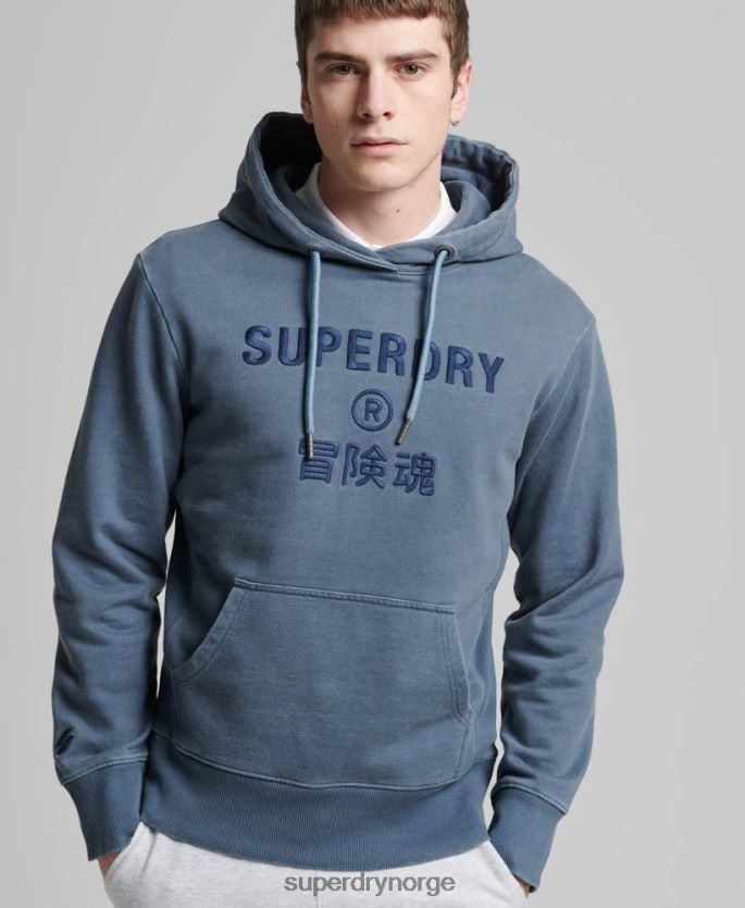 Superdry marinen klær 86P46D5180 kode logo plagg fargestoff løs hettegenser menn