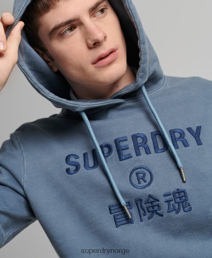 Superdry marinen klær 86P46D5180 kode logo plagg fargestoff løs hettegenser menn
