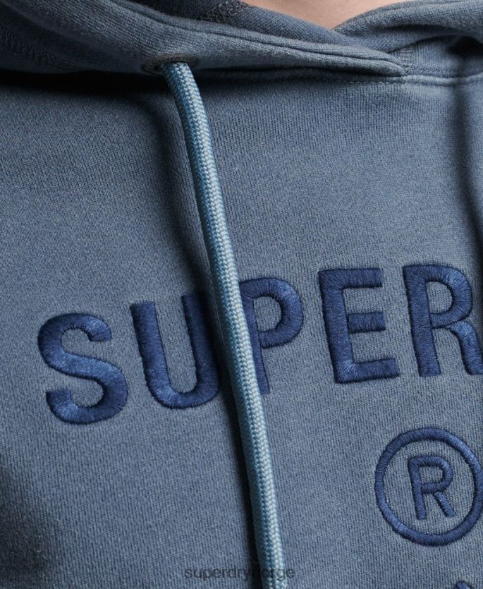 Superdry marinen klær 86P46D5180 kode logo plagg fargestoff løs hettegenser menn