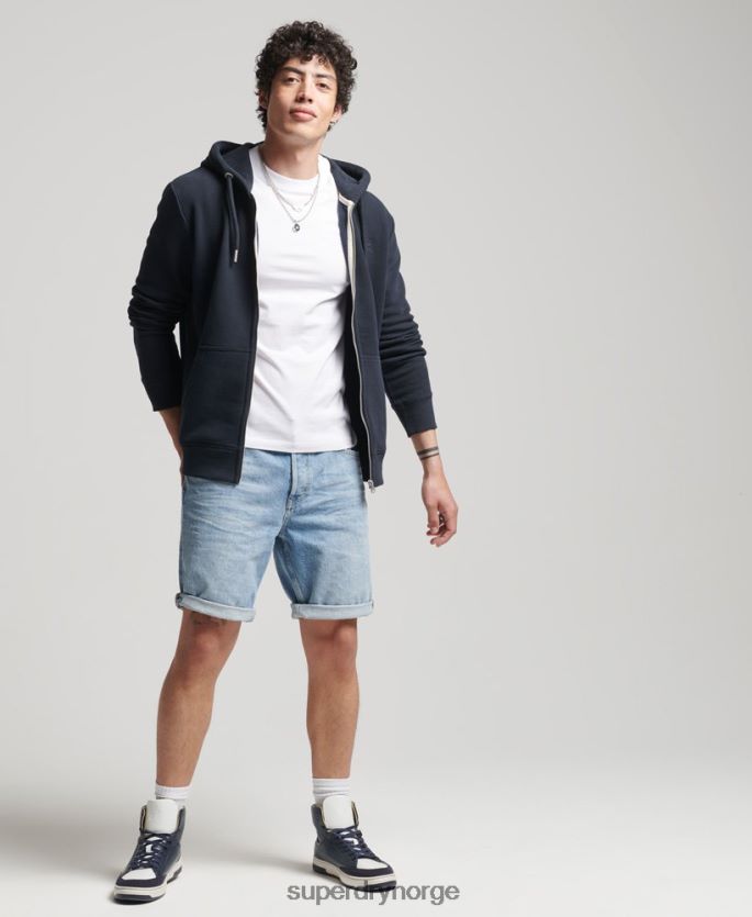 Superdry marinen klær 86P46D5183 vintage logobrodert hettegenser med glidelås i økologisk bomull menn