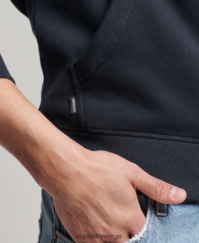 Superdry marinen klær 86P46D5183 vintage logobrodert hettegenser med glidelås i økologisk bomull menn