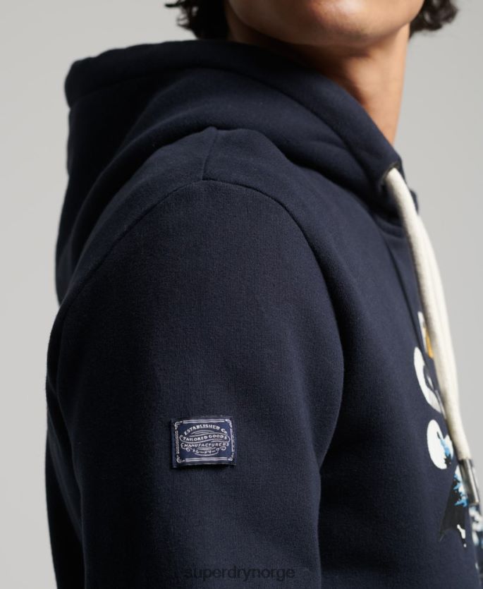 Superdry marinen klær 86P46D5186 vintage logo-fortelling hettegenser menn