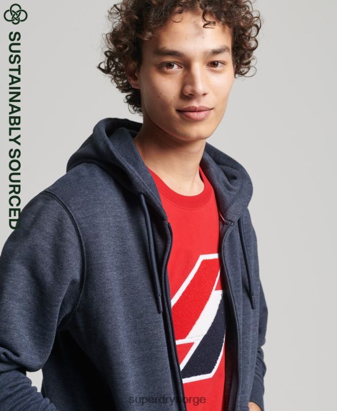 Superdry marinen klær 86P46D5190 essensiell hettegenser med glidelås i økologisk bomull menn