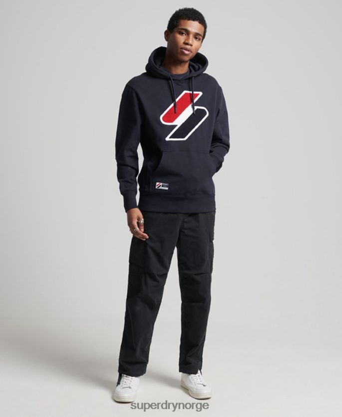 Superdry marinen klær 86P46D5216 kode logo chenille hettegenser menn