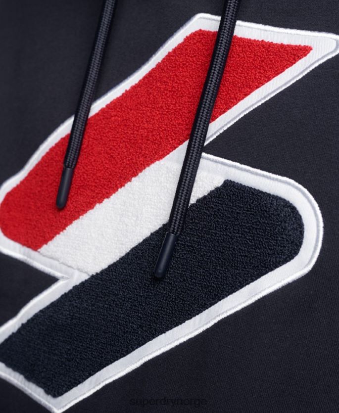 Superdry marinen klær 86P46D5216 kode logo chenille hettegenser menn