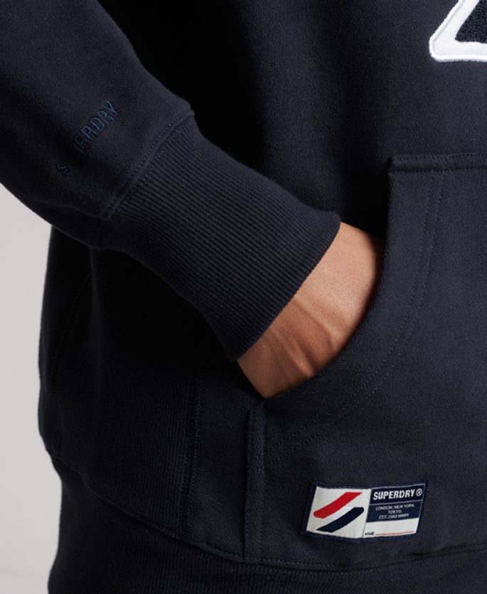 Superdry marinen klær 86P46D5216 kode logo chenille hettegenser menn