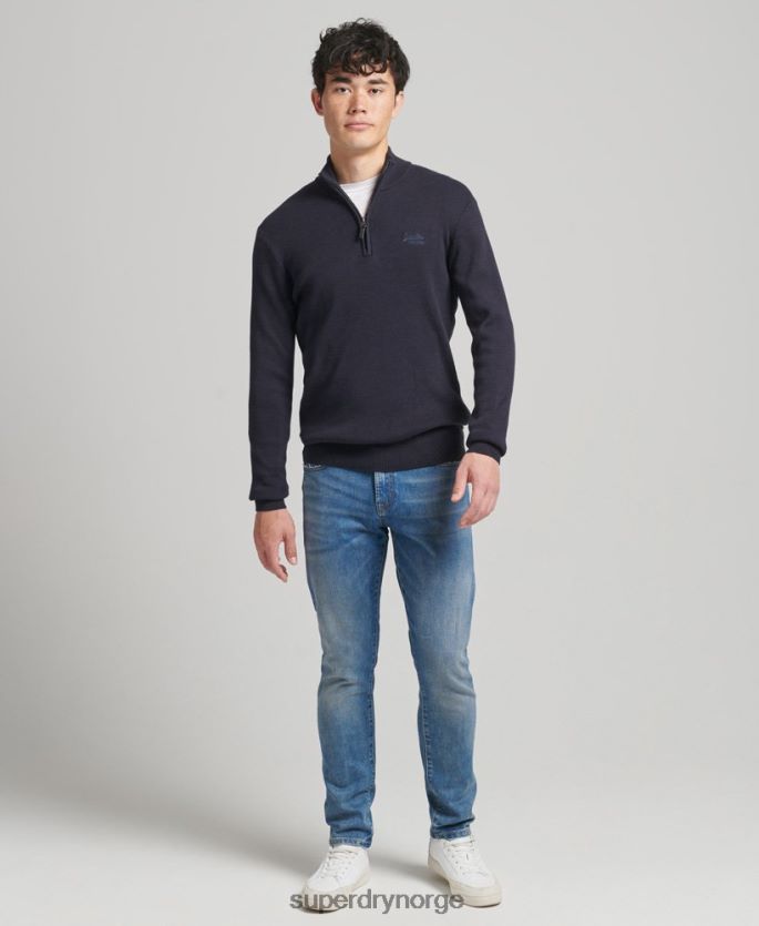 Superdry marinen klær 86P46D5308 Henley sweatshirt med brodert økologisk bomull menn