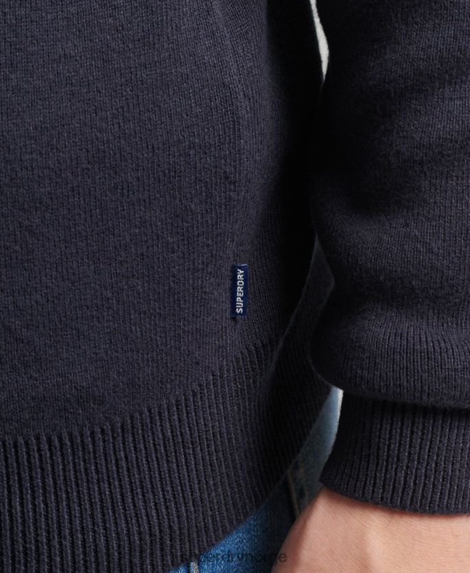 Superdry marinen klær 86P46D5308 Henley sweatshirt med brodert økologisk bomull menn