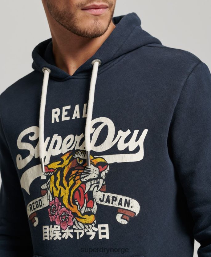 Superdry marinen klær 86P46D568 vintage logo-fortelling hettegenser menn