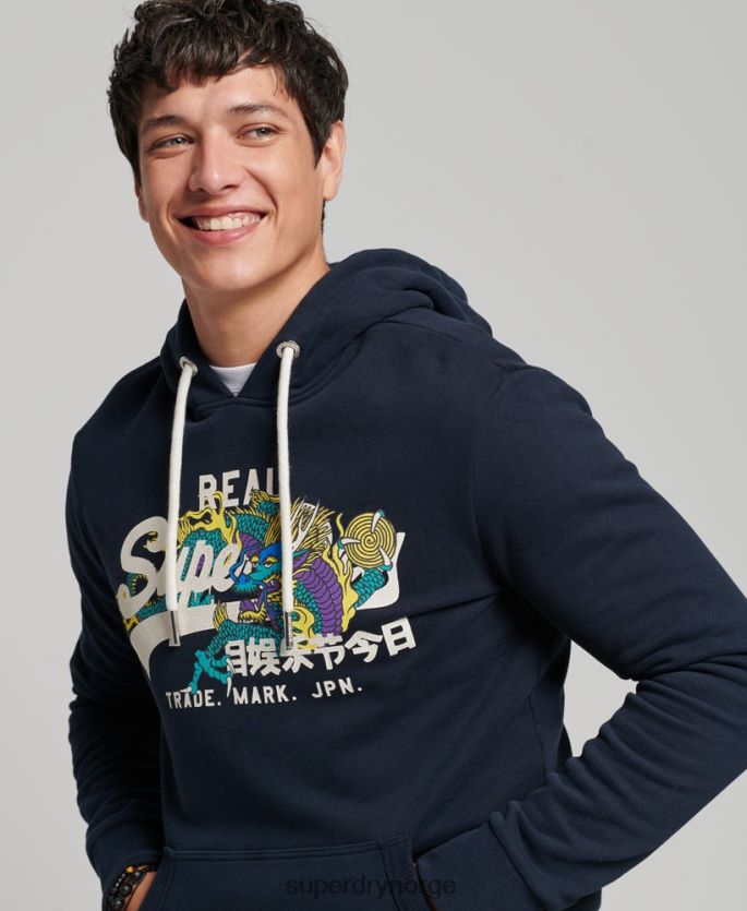 Superdry marinen klær 86P46D697 vintage logo-fortelling hettegenser menn