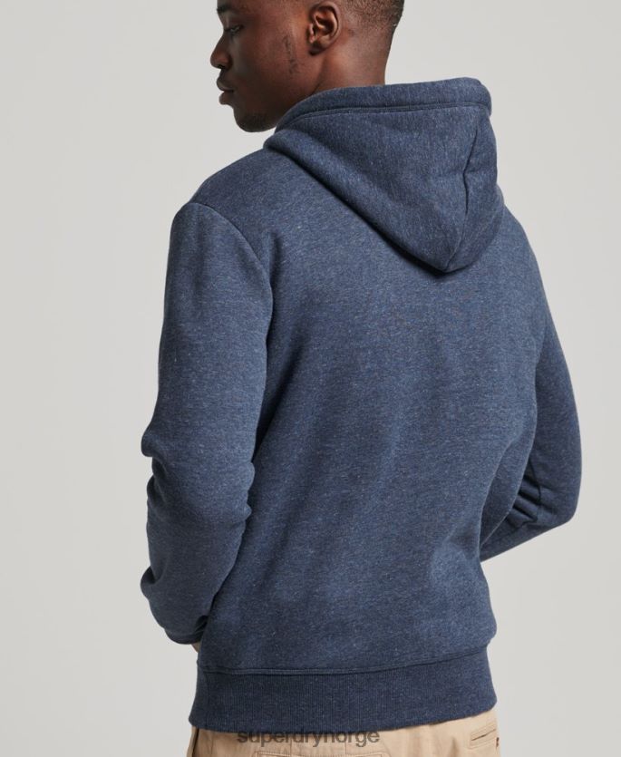 Superdry marinen klær 86P46D713 vintage logobrodert hettegenser i økologisk bomull menn