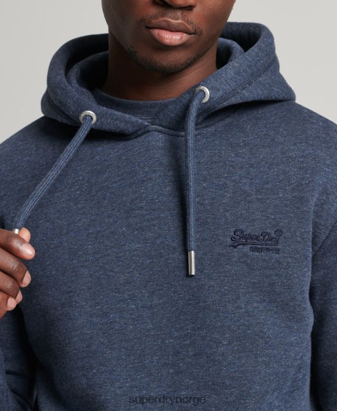 Superdry marinen klær 86P46D713 vintage logobrodert hettegenser i økologisk bomull menn