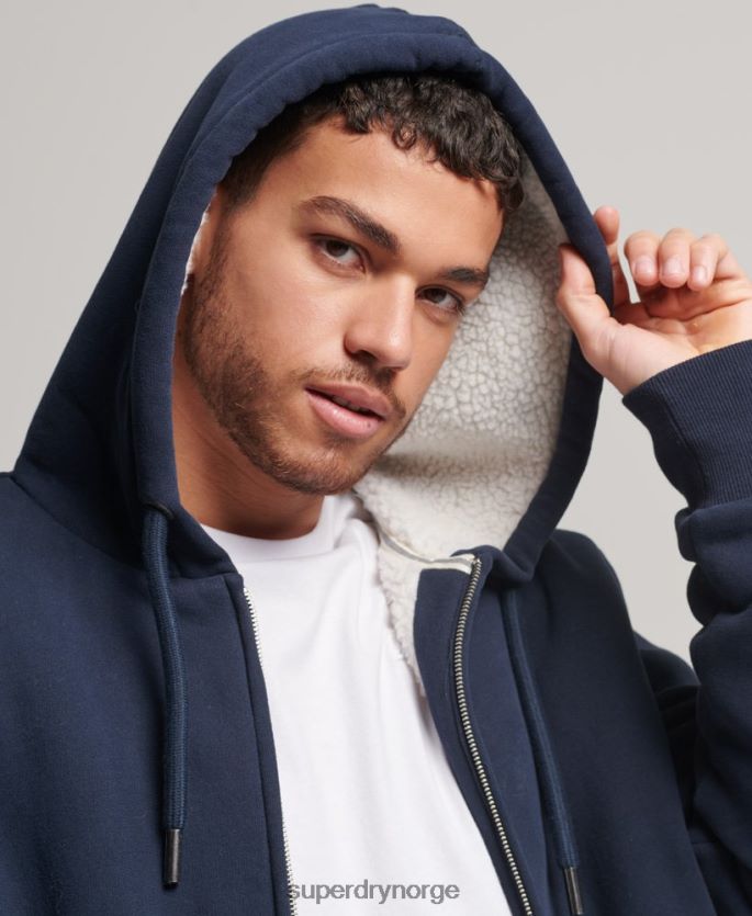 Superdry marinen klær 86P46D797 essensiell borg-fôret hettegenser med glidelås menn