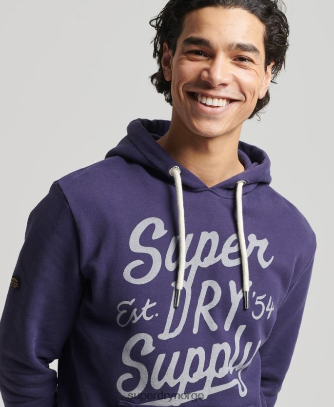 Superdry marinen klær 86P46D882 vintage script stil hettegenser menn