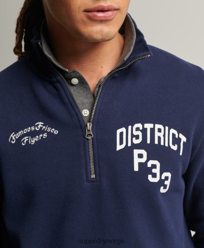 Superdry marinen klær 86P46D886 vintage atletisk henley sweatshirt menn