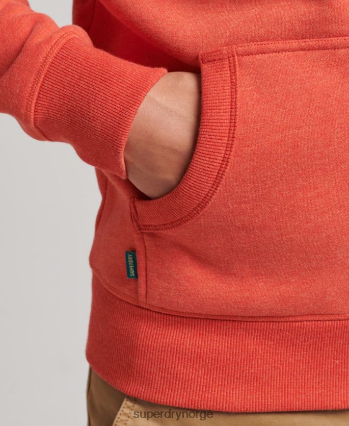 Superdry oransje klær 86P46D512 vintage logobrodert hettegenser med glidelås i økologisk bomull menn
