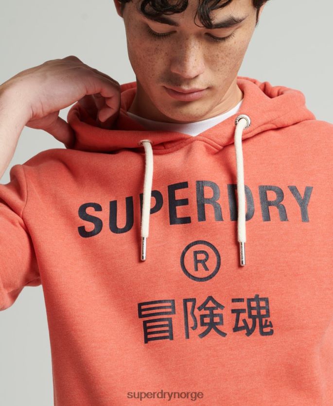 Superdry oransje klær 86P46D5131 selskapslogo marl hettegenser menn