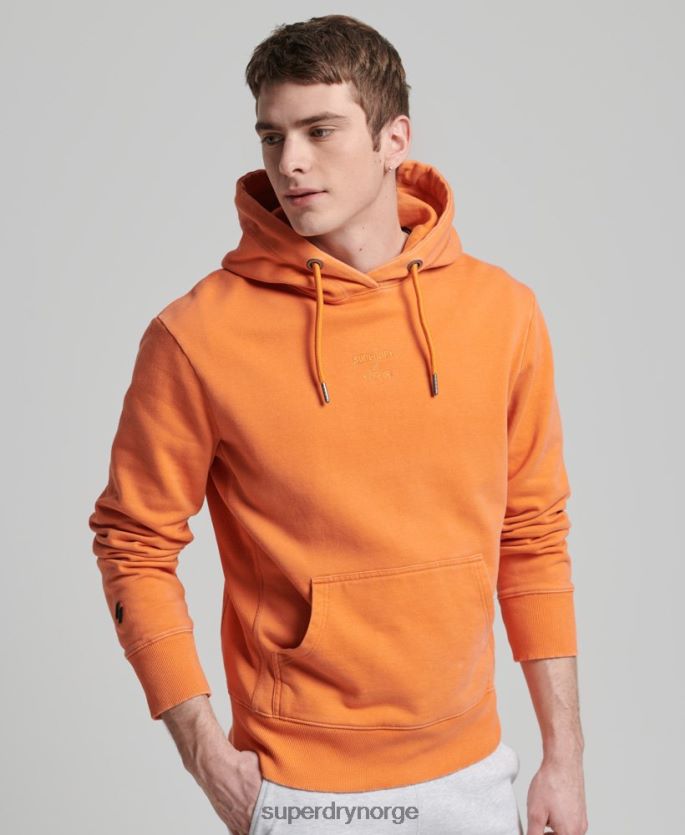 Superdry oransje klær 86P46D5227 kode logo plagg fargestoff løs hettegenser menn