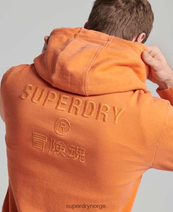 Superdry oransje klær 86P46D5227 kode logo plagg fargestoff løs hettegenser menn