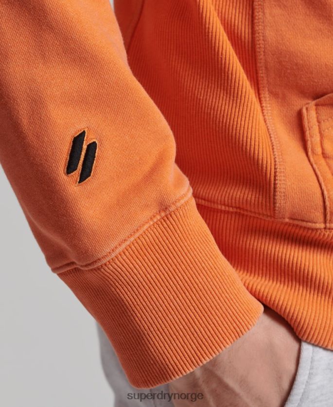 Superdry oransje klær 86P46D5227 kode logo plagg fargestoff løs hettegenser menn
