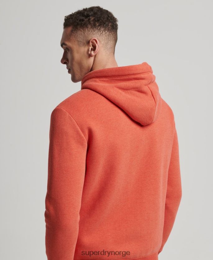Superdry oransje klær 86P46D675 vintage logo brodert hettegenser med glidelås menn